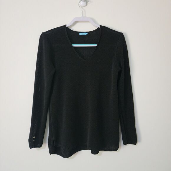 J. McLaughlin Sweaters - J. McLaughlin Womens Fern Sweater in Black Size S/M Pullover V-neck Cotton-Blend